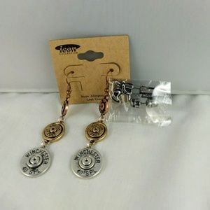 2 sets of gun and bullet earrings